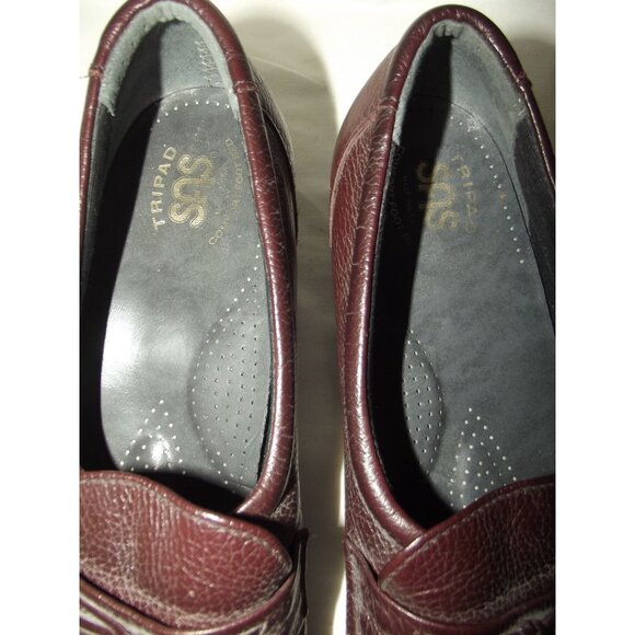 SAS Tri-Ad Comfort Shoes Womens 8.5N Oxblood Brown Leather Loafers Slip-On Heel - Picture 12 of 16